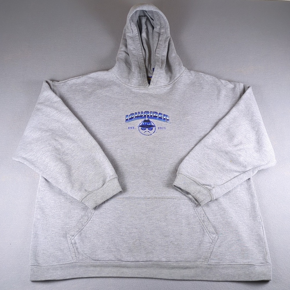 Y2K Lowrider Hoodie Mens Extra Large Gray GoLo Cruisin the Streets Chicano Cholo